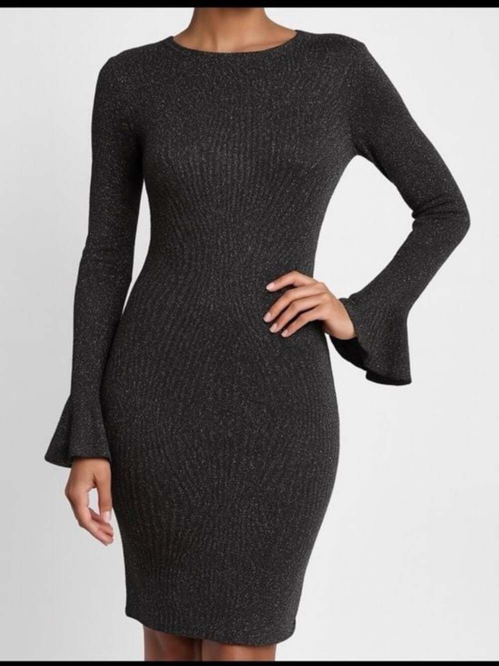 Michael Kors Glitter Knit Long Sleeve Cocktail Dress Small